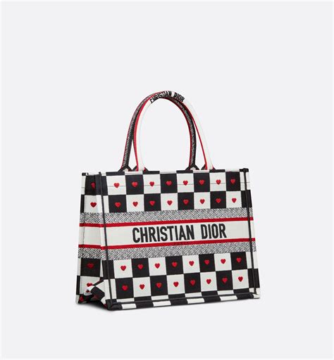 Small Dioramour Dior Book Tote Black, White and Red D